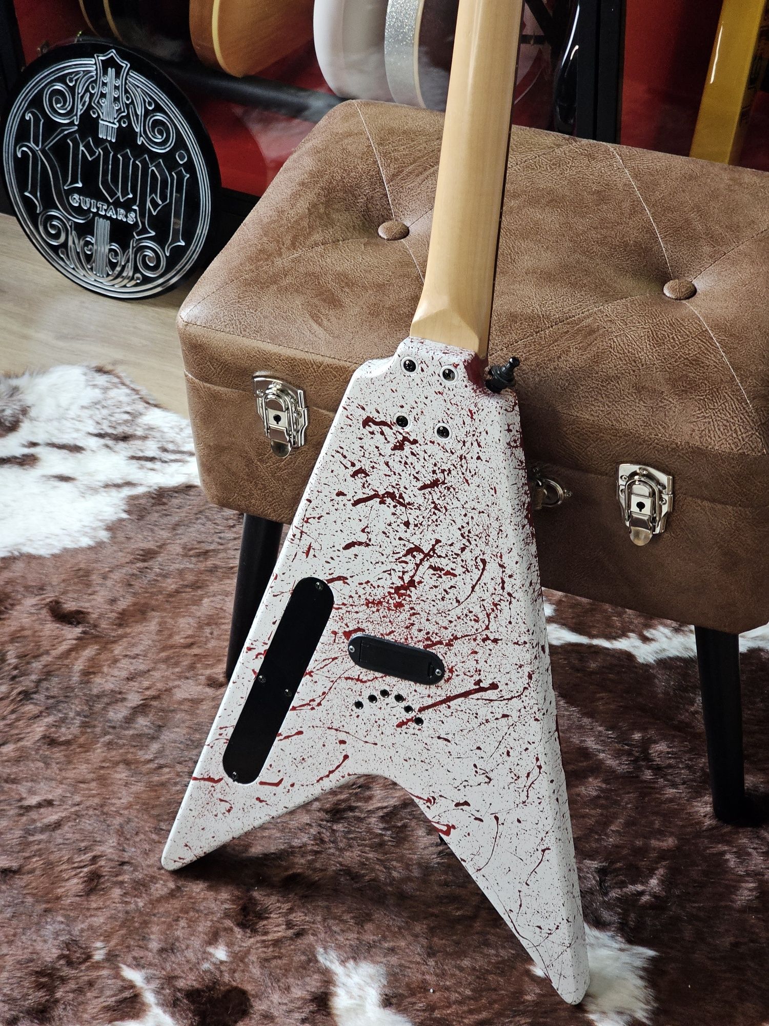 Washburn V Gary Holt signed autograf Custom Belfegor Blood Splatter