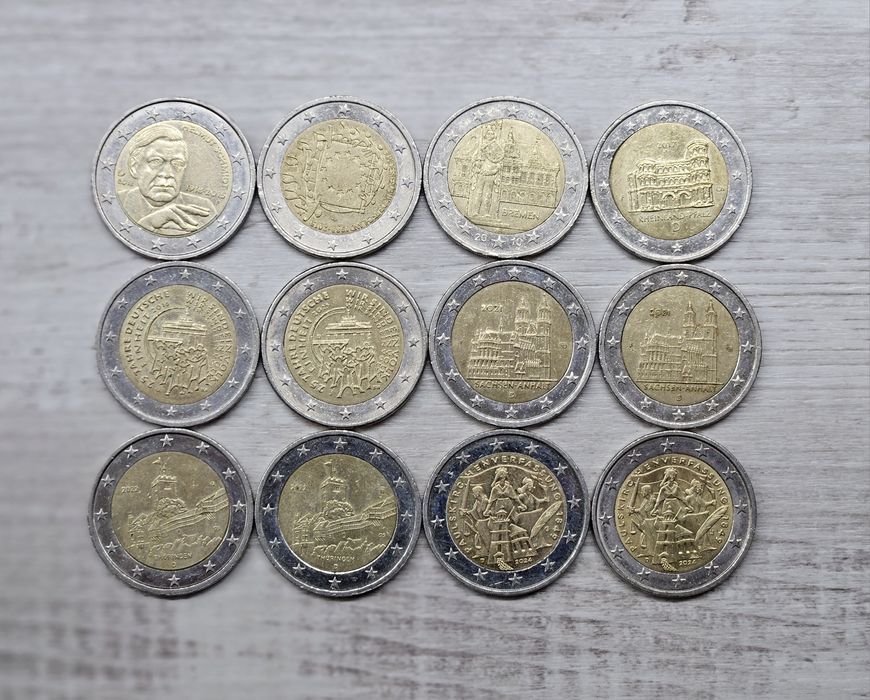 Монеты 1 и 2 Евро, € (биметалл), 50, 20, 10, 5, 2,1 евро центов