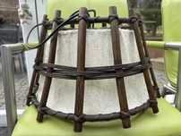 Stary abażur z ratanu do lampy rattan bambus lampa vintage