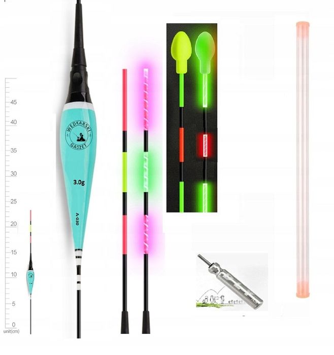Spławik Świecący - 3,0 grama + Bateria + Tuba + Adapter przelotowy