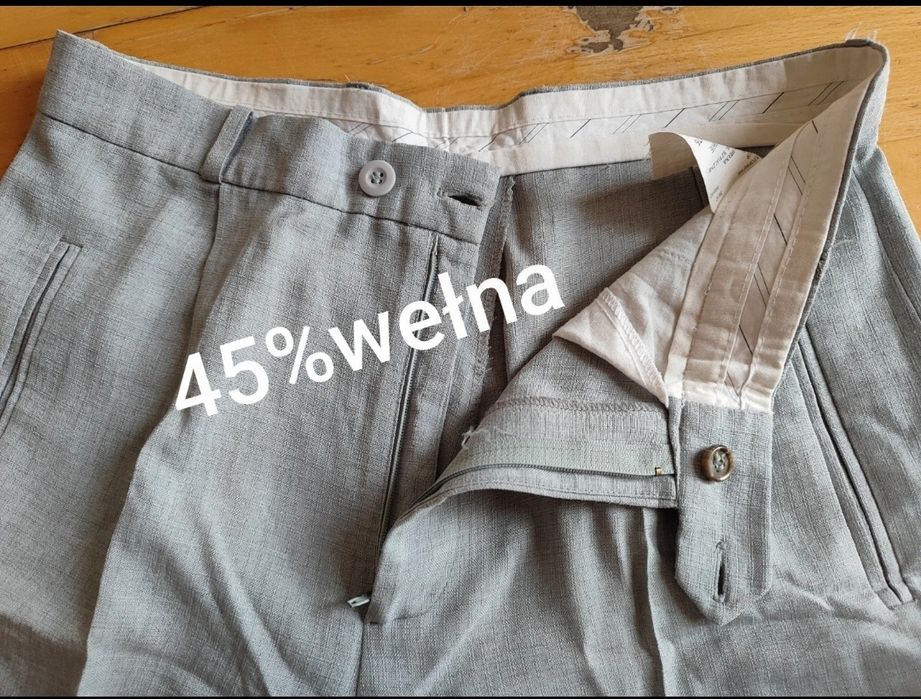 Wełniane spodnie garniturowe r.M