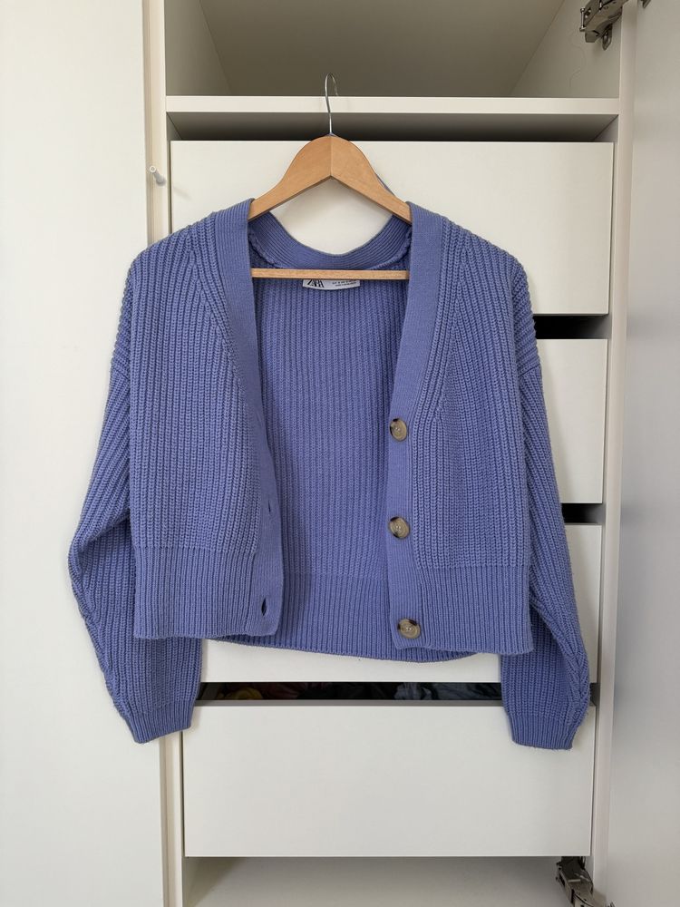 Sweter rozpinany z dekoltem V ZARA S