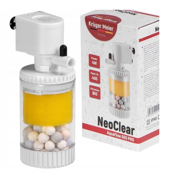 Nowy filtr wewnętrzny do akwarium NEOCLEAR  400l/h 20-40l