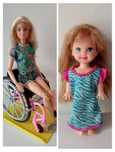 Dwie lalki Barbie - made to move na wózku i mała Shelly/Kelly