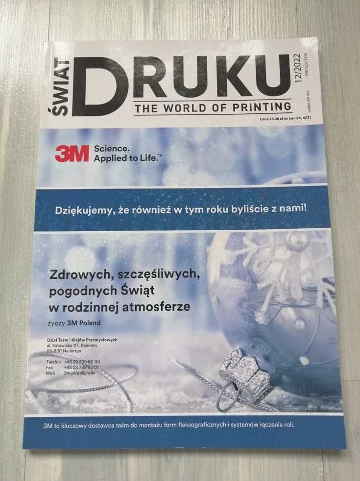 Świat DRUKU 2 egzemplarze 12/2022 i 1/2023. Branża poligraficzna. Nowe