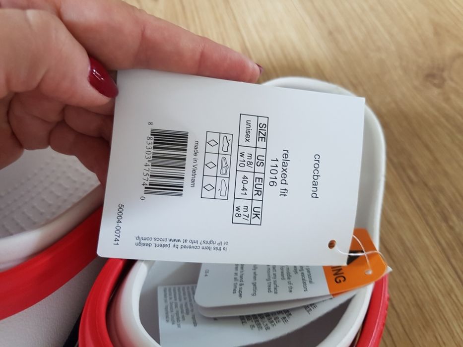 NOWE gumowe klapki CROCS białe 40/41 wkładka 26cm