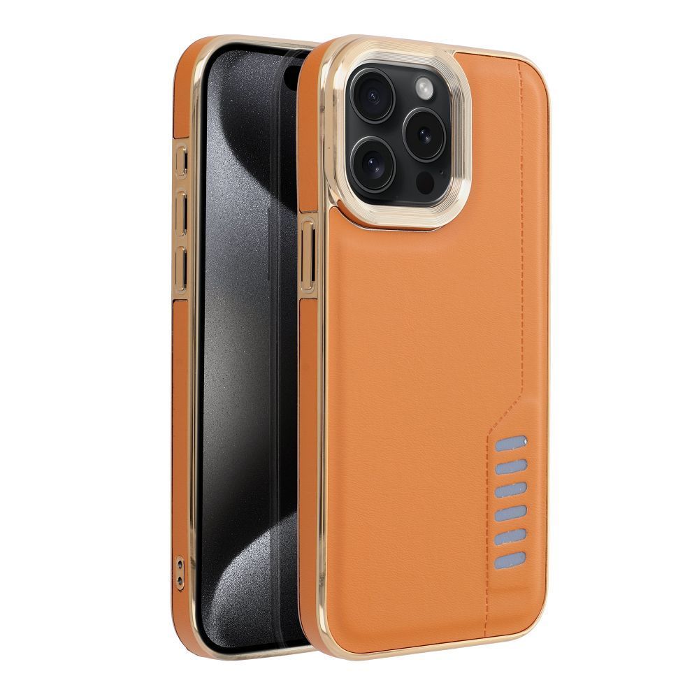 Etui Case Plecki Milano Iphone 15 Pro Max Brązowy + Szkło 9H