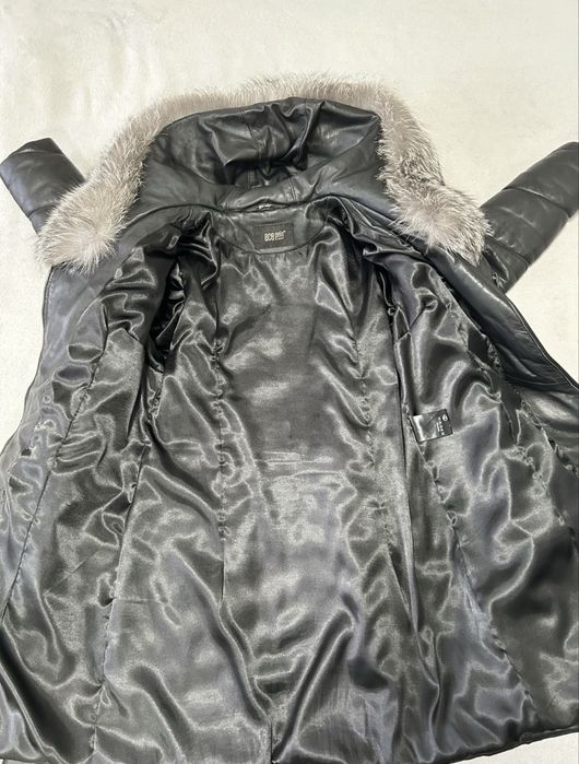 Куртка кожаная женская зимняя/холодная осень