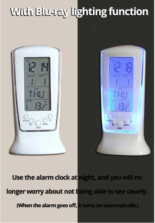 Часы термометр электронные настольные с подсветкой