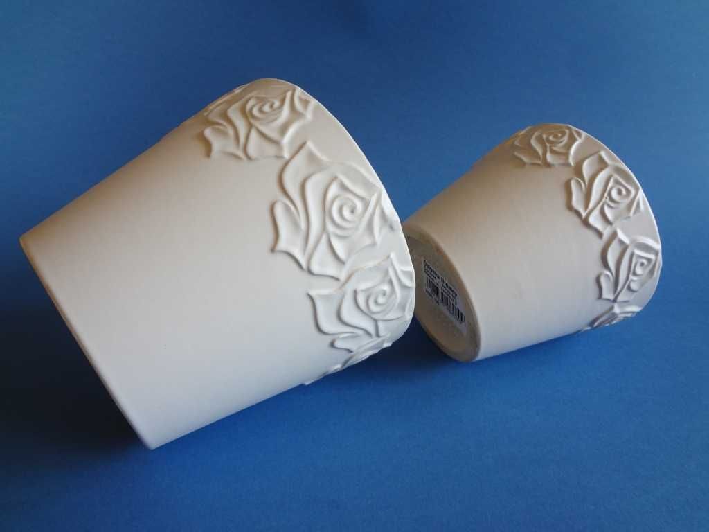 Doniczka Róże Niemiecka Ceramika 13,5 i 11cm 2szt. jak NOWA