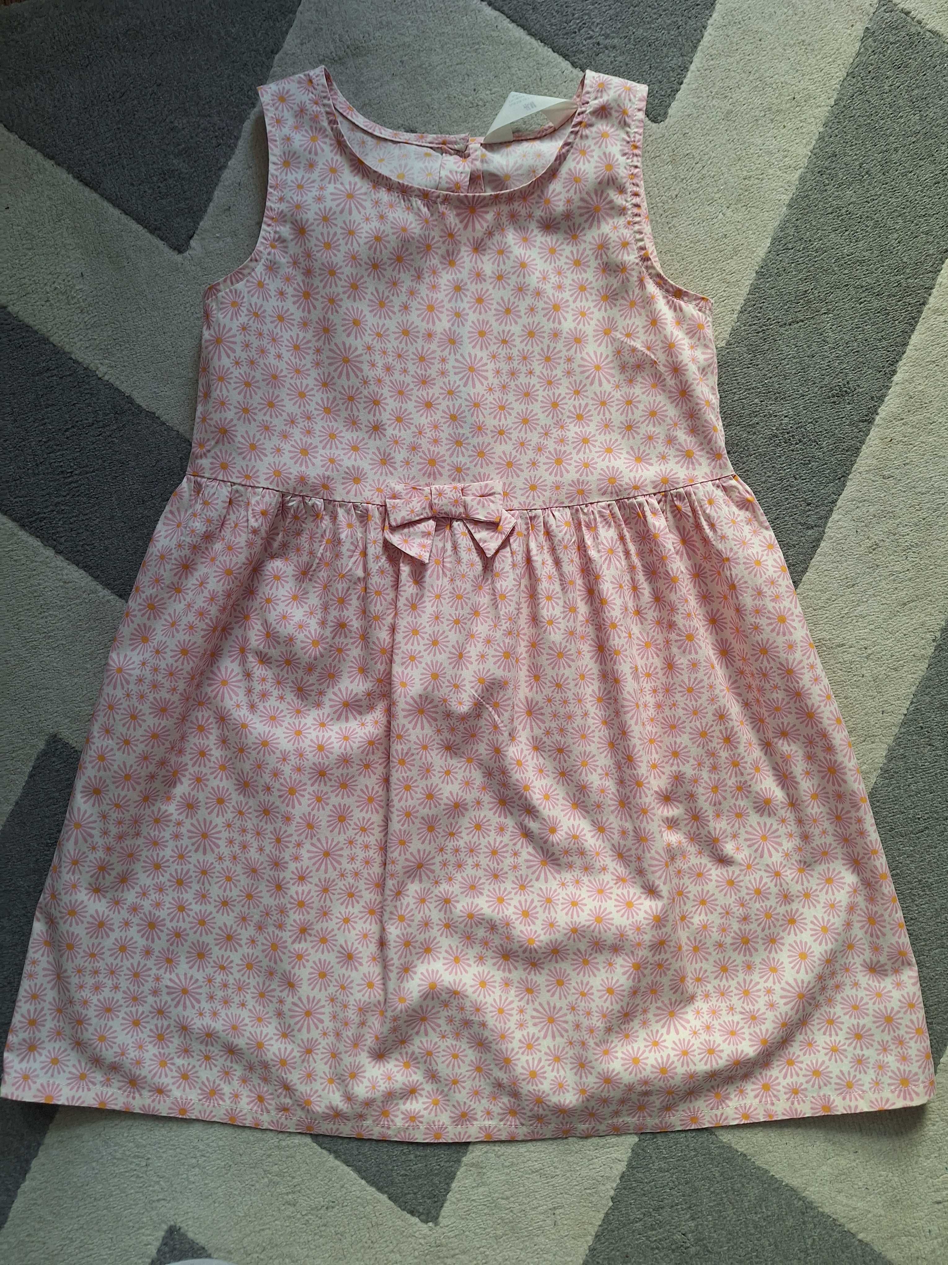 Różowa sukienka H&M roz 128, stan bdb