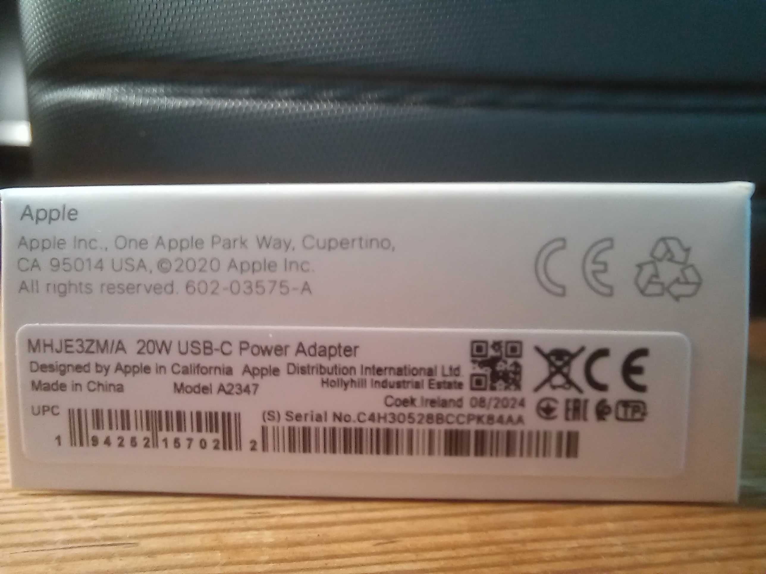 Ładowarka sieciowa APPLE 20W z kablem lighting do iPhone