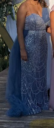 Vestido para festas azul/brilhante