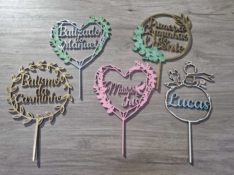 Topos Bolo em Madeira personzalizados