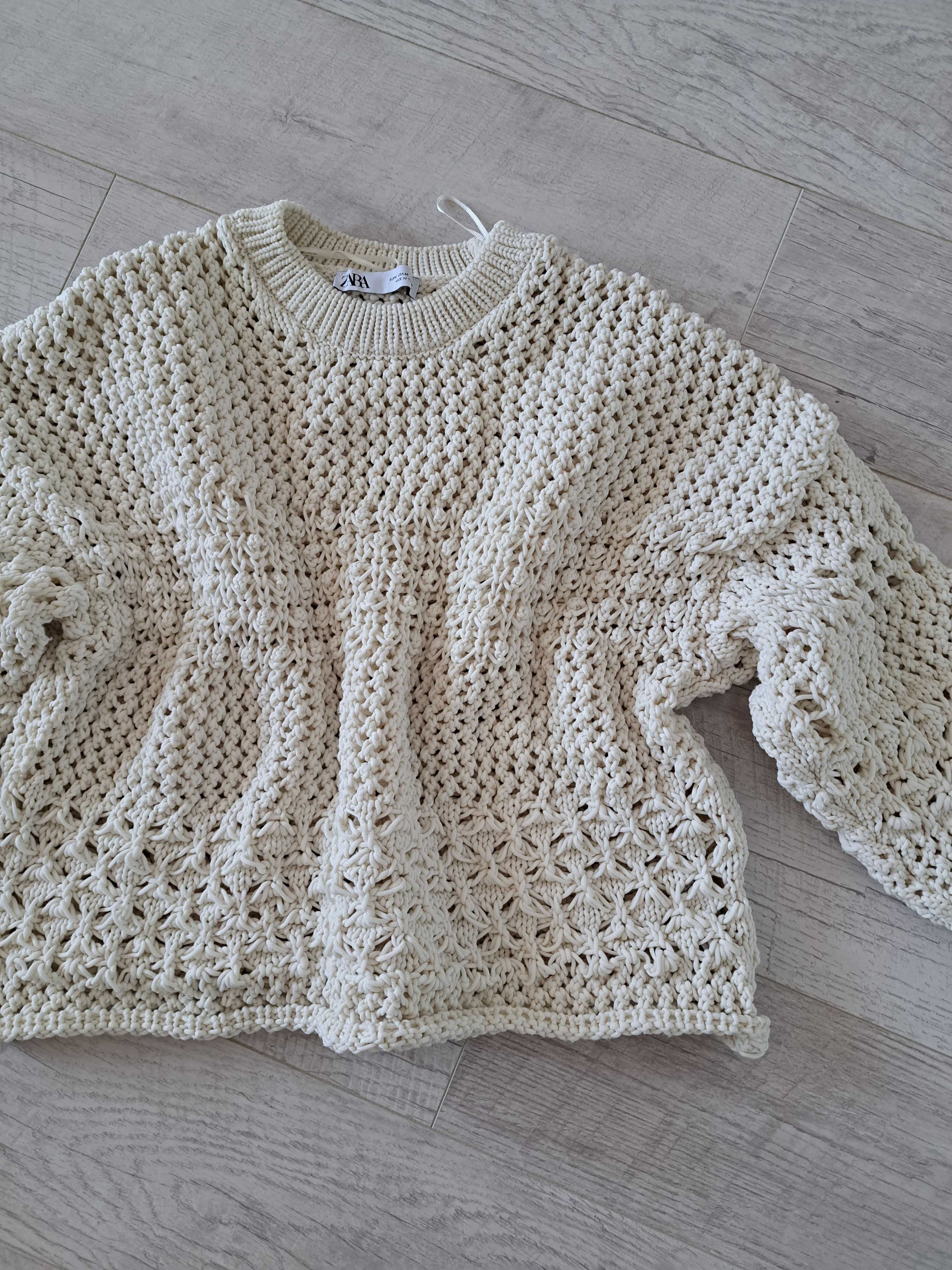 Sweter ZARA boho ecru