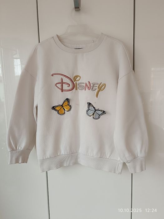 Biała bluza Disney Reserved r 128 motylki