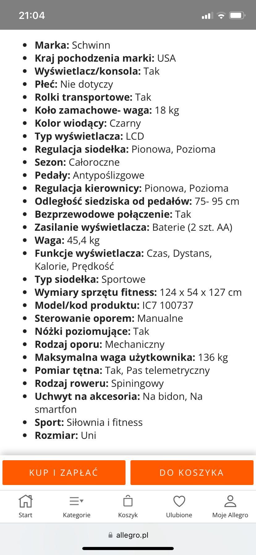 Rower stacjonarny Schwinn 700IC