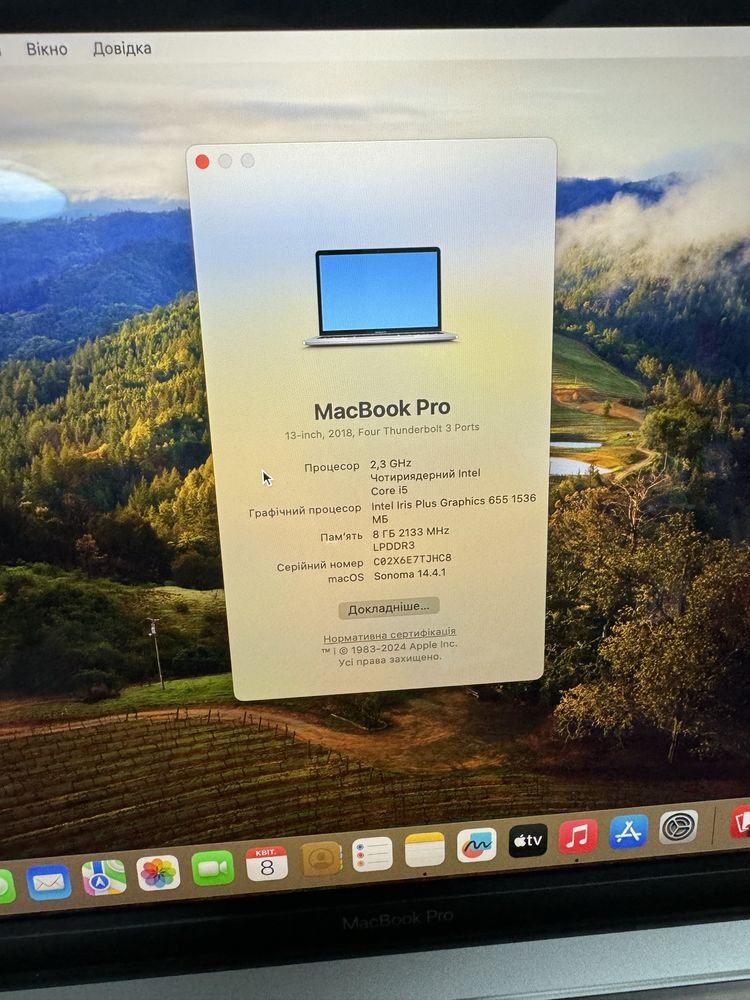 Apple Macbook Pro 13 2018 i5 8gb 256gb space 100%
