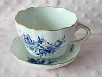 Miśnia Meissen Filiżanka z Podstawką, Pozłacana Porcelana
