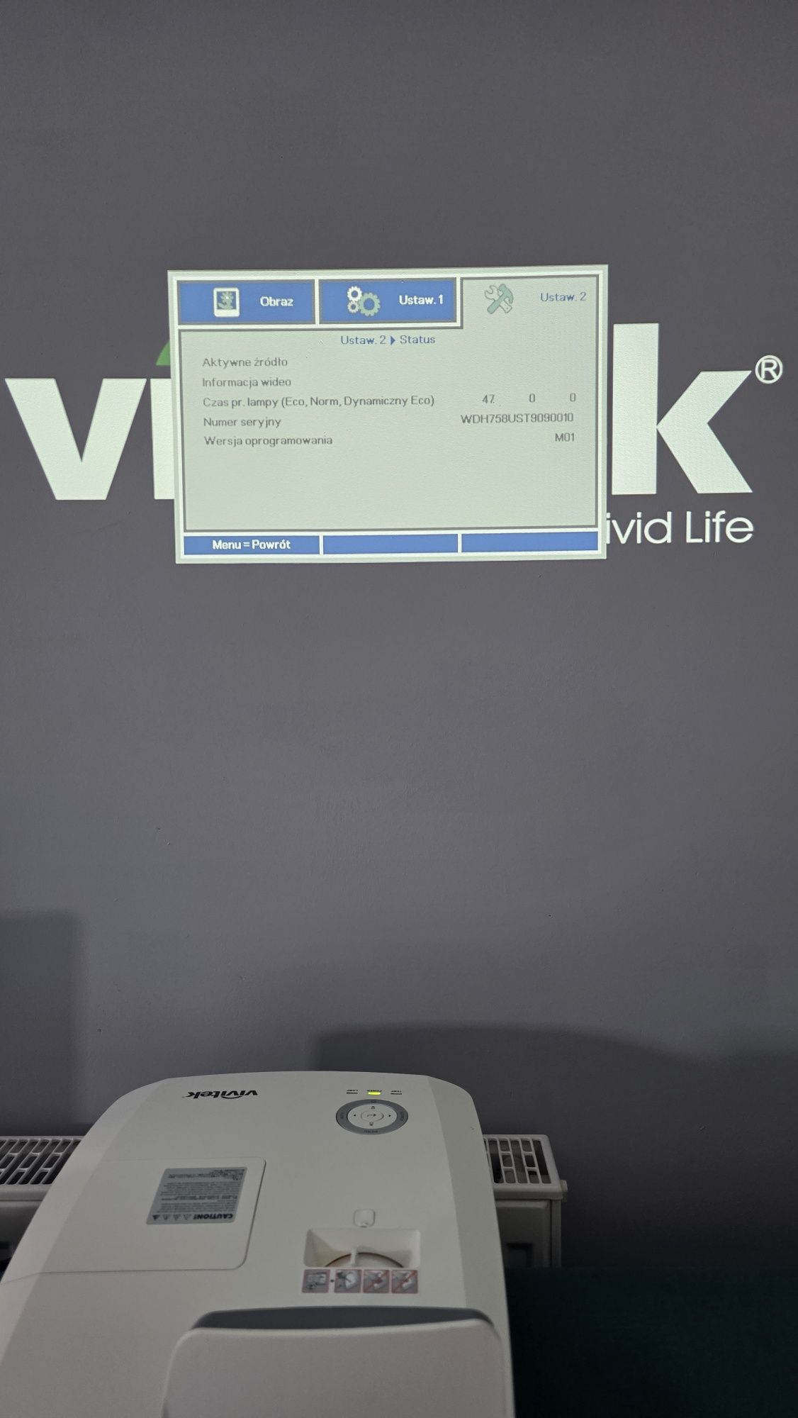 Projektor Vivitek DH 758 UST tylko 47h lampy