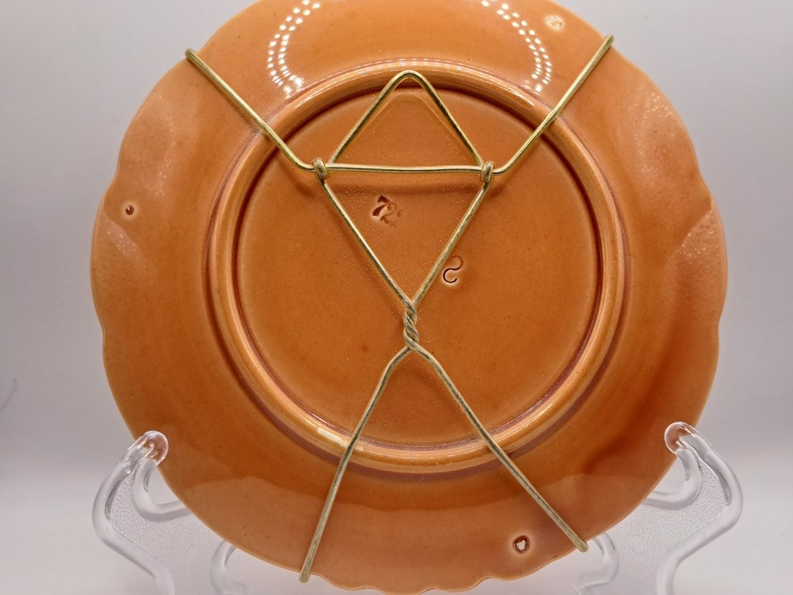 Oryginalny, majolikowy talerz  z przełomu XIX i XX w.  Zeller Keramik