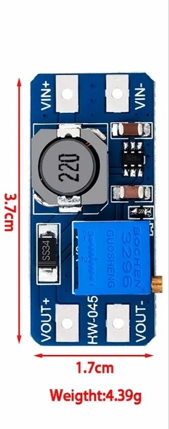 Підвищуючий DC-DC перетворювач MT3608 Step Up 2A 2-24V -> 5-28V