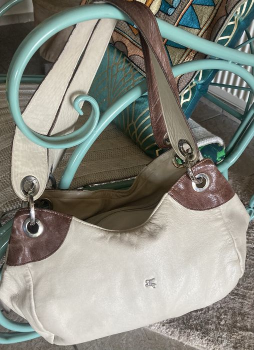 Torebka skóra naturalna beż brąz Okazja