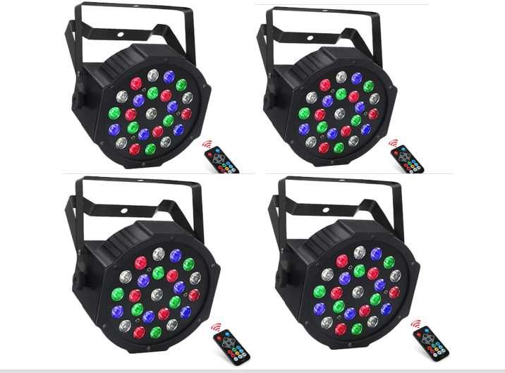 PROJECTORES LED A BATERIA -  4 Unidades 24x1 Watt Rgbw