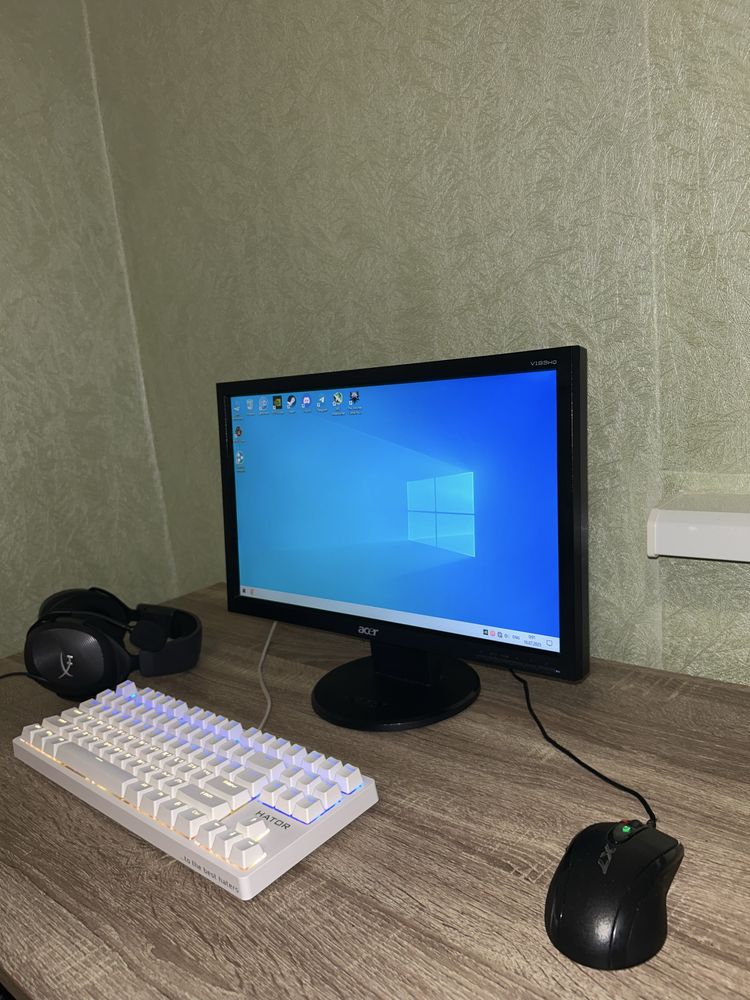 Монітор, Клавіатура HATOR, Миша A4Tech 7, Наушники HyperX Cloud