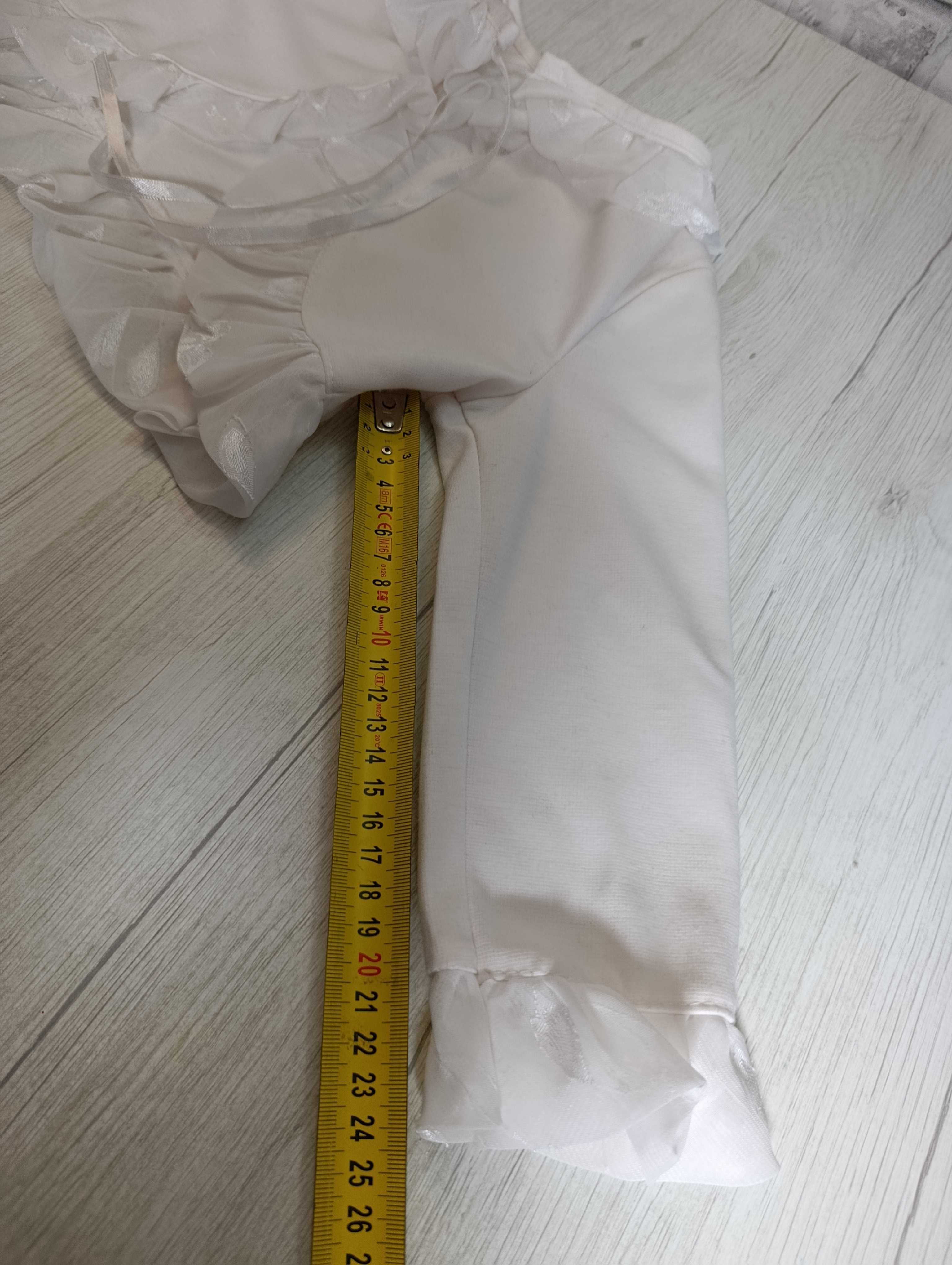 śmietankowo białe eleganckie wizytowe bolerko falbankami 110/116 5-7L