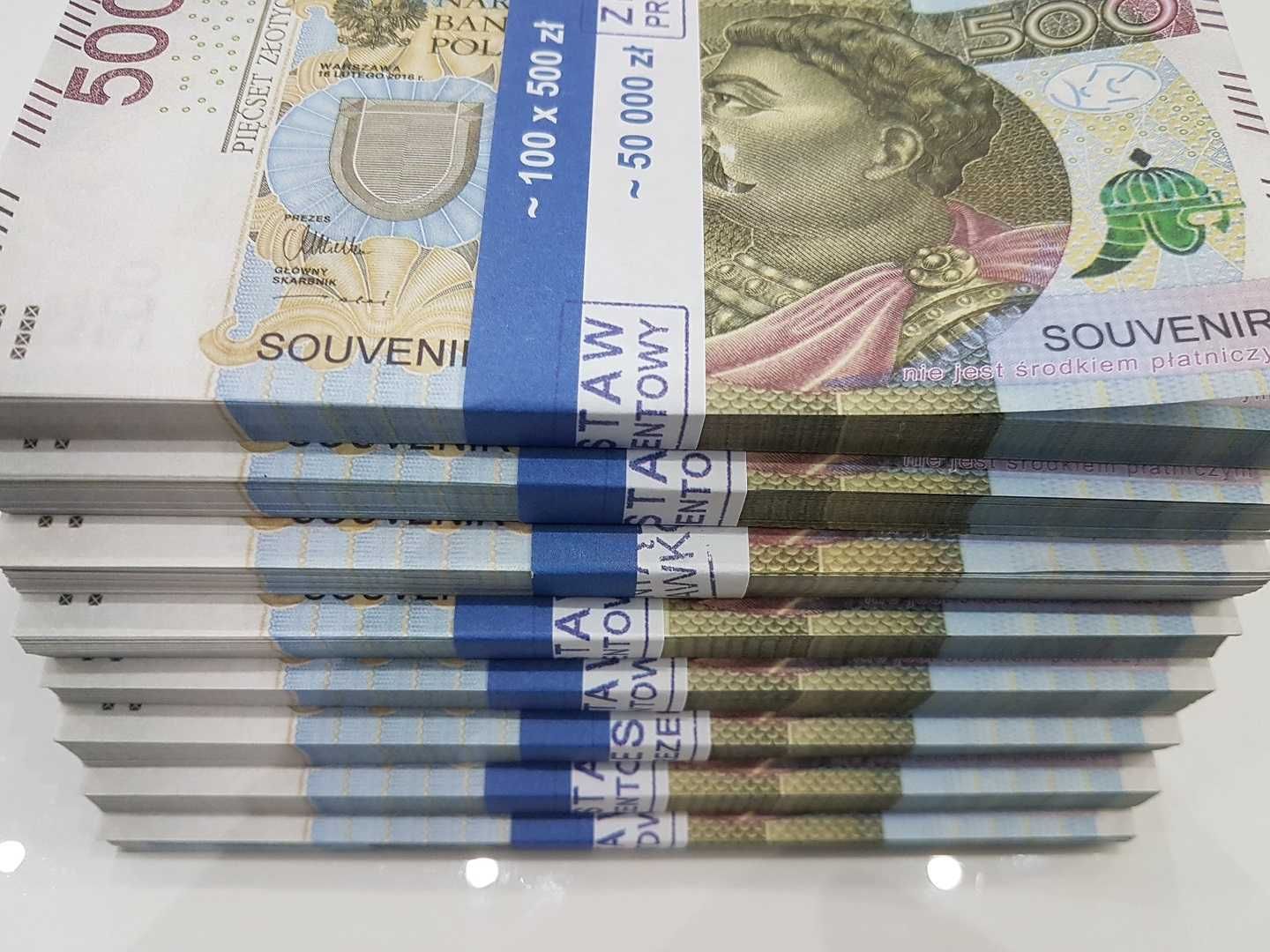 500 złotych banknoty do zabawy i nauki plik 100sztuk
