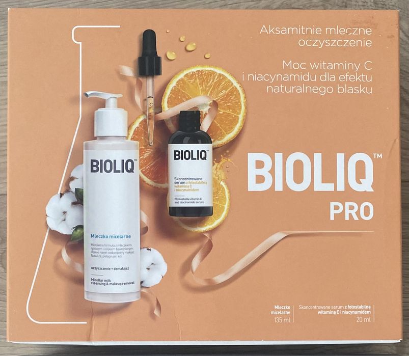 BIOLIQ PRO zestaw kosmetyków promocja mleczko micelarne serum z wit C