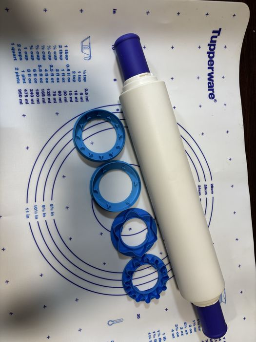 Набор скалка с кольцами насадками + подложка синяя Tupperware Тапервер