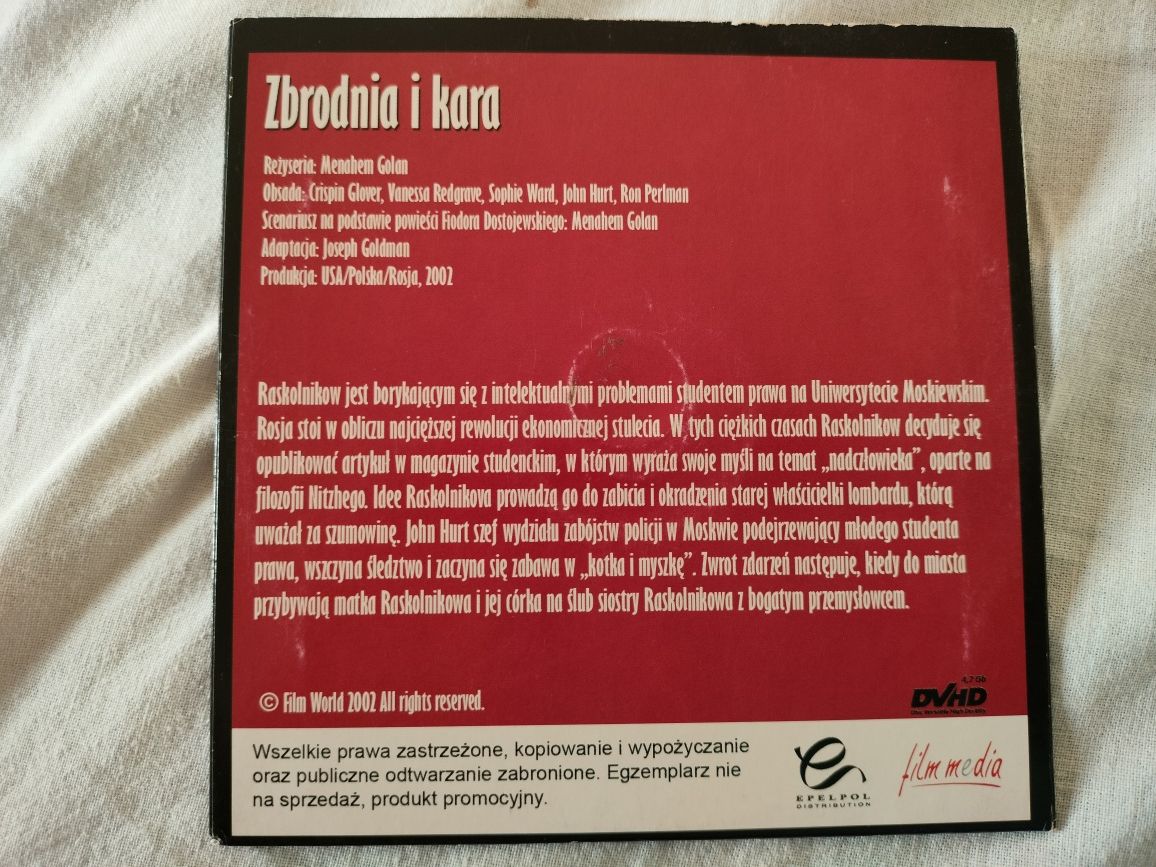 Zbrodnia i kara film, lektury szkolne , dvd