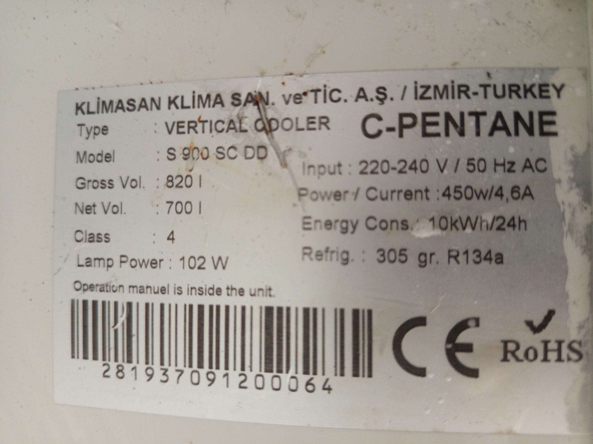 Chłodziarka KlimasanS 900 SC DD – 820L – gastronomiczna/sklepowa
