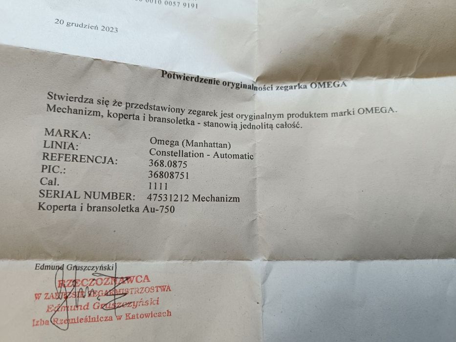 Złoty zegarek Omega Manhattan automatic złoto 750