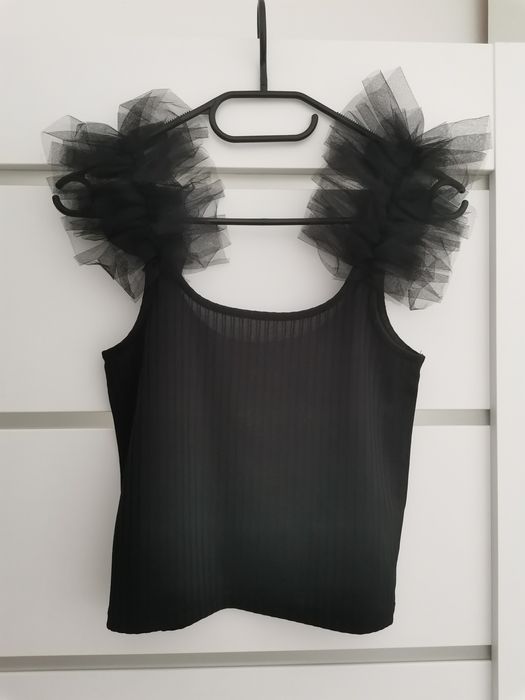 Top bluzka na ramiączkach elegancka czarna z odobnymi Reserved 34 XS