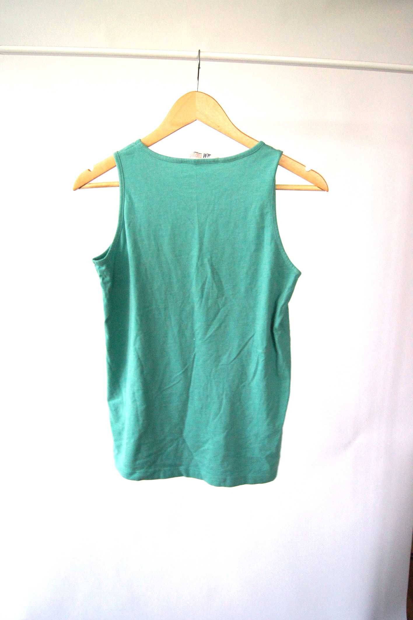 zielona koszulka t-shirt bez rękawów bluzka sportowa H&M 34 36 XS