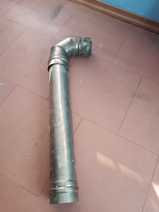 Kolano kominowe 90° fi 80 stal nierdzewna plus rura 50 cm długości