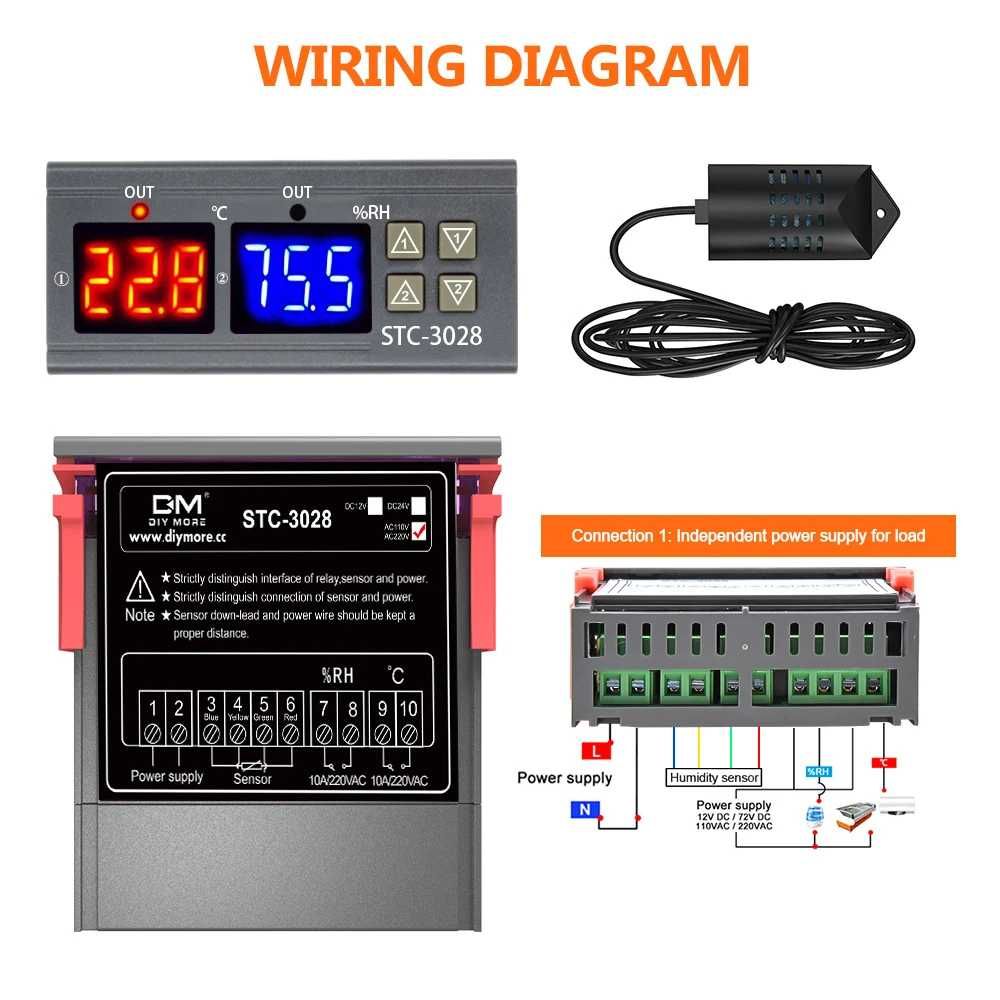 * Sterownik - Regulator  TEMP I WILGOTNOŚCI STC-3028 * INKUBATOR *