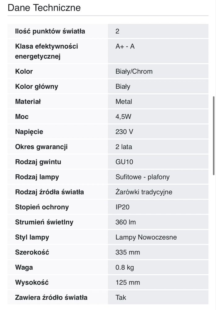 Lampa sufitowa dla dziecka Biedronka - Fly biały/ chrom LED 2x4,5W