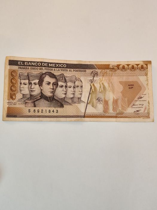 Nota de 5000 pesos banco de México
