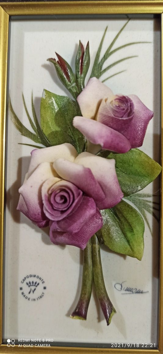 Porcelana CAPODIMONTE Wiązanka Kwiatów Porcelana Wisząca Italia