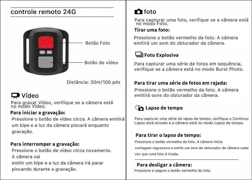 Camera de ação 4K à prova de água