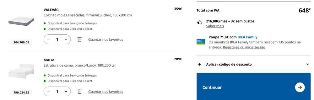 Cama IKEA MALM 180x200 + Estrado Luroy + Colchão Valevåg (usado)