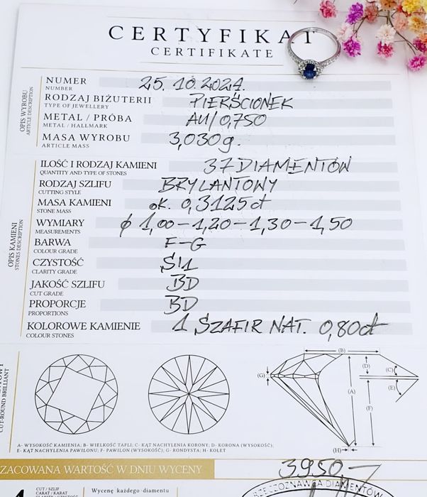 Złoty pierścionek z Diamentami 1113ws