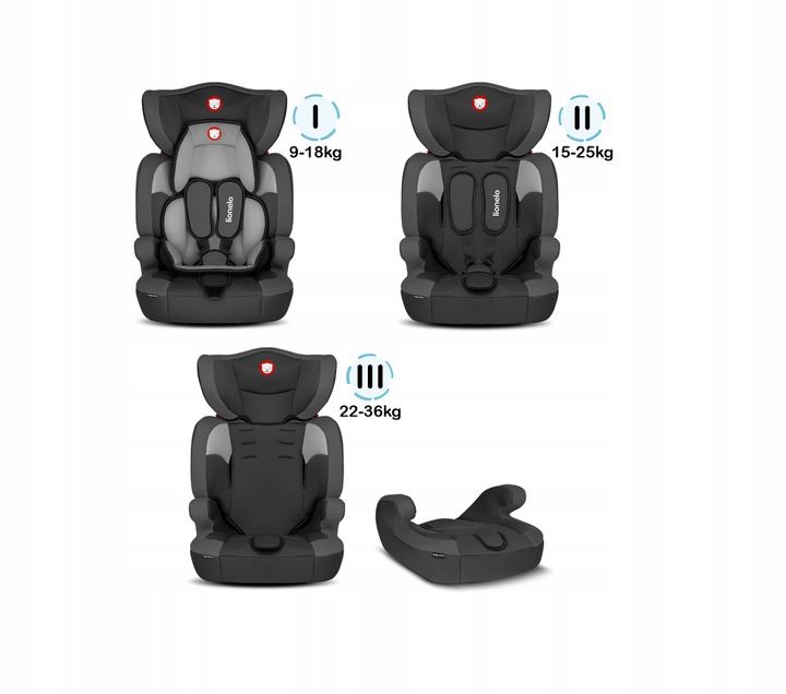 Fotelik samochodowy Levi One Black 9-36kg regulowany zagłówek