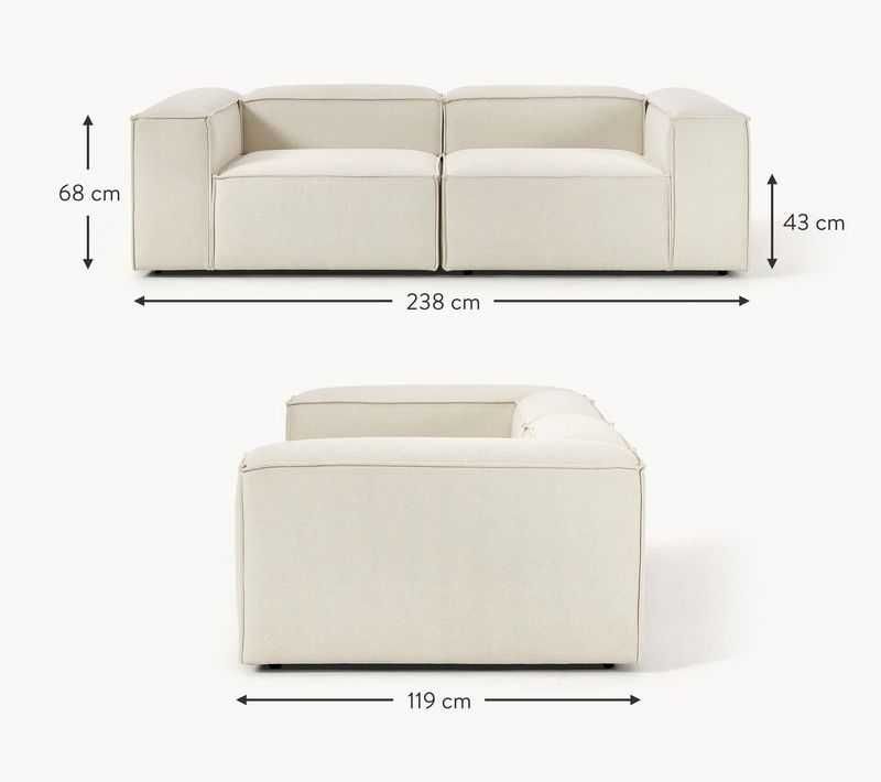 Sofa modułowa Lennon 3-osobowa złamana biel 238 x 68 x 116 cm