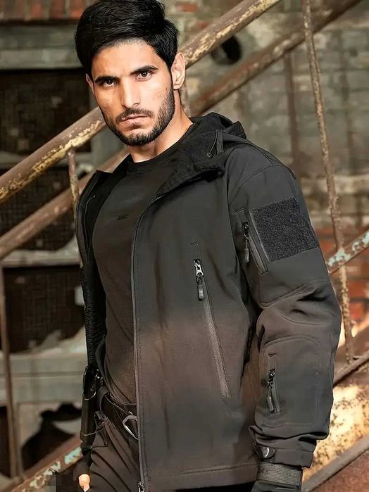 Softshell костюм чоловічий утеплений туристичний Софт шел Чорний Олива