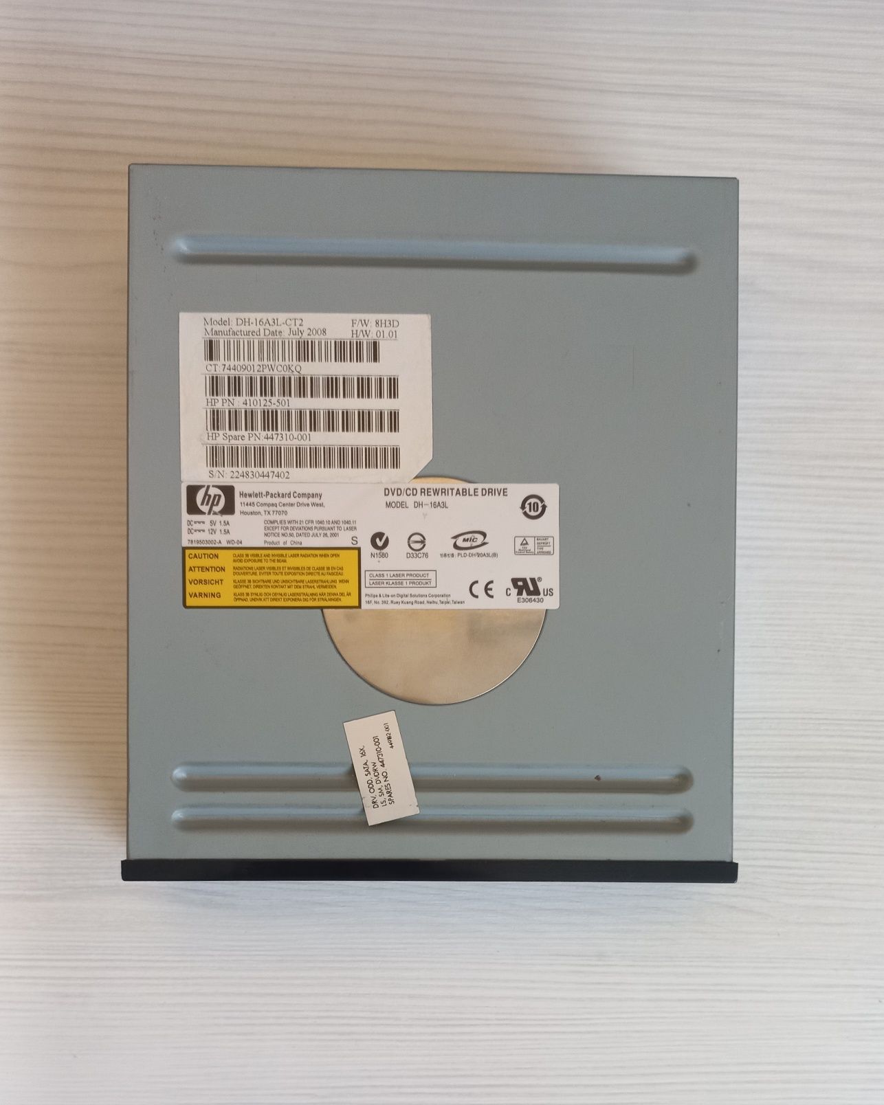 HP 447310-001 DVD±RW DL LightScribe Rewritable SATA Black Optical Driv